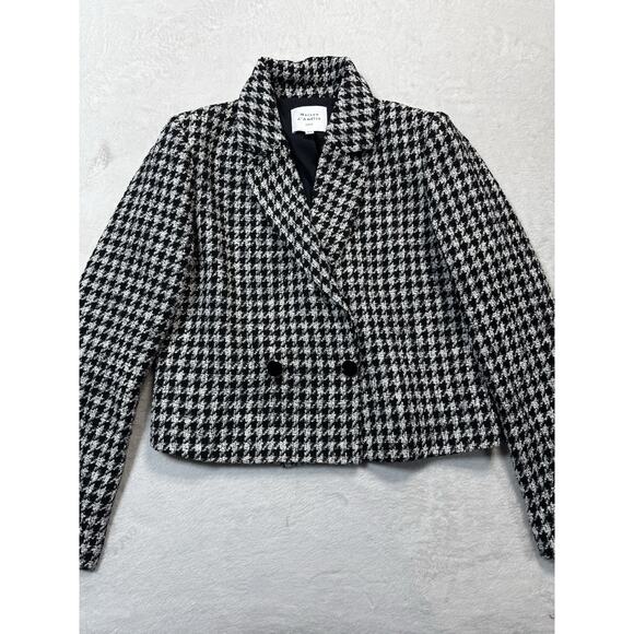 Maison D’Amélie Paris Houndstooth Blazer US 8 Black White Cropped Double Breaste - Picture 1 of 12